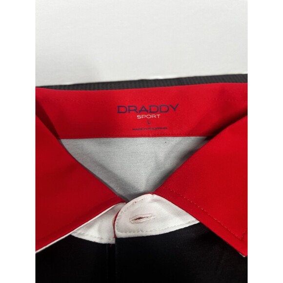 B Draddy Polo Shirt Mens Large Black Sport Performance Collared Golf SS Red - Picture 2 of 7